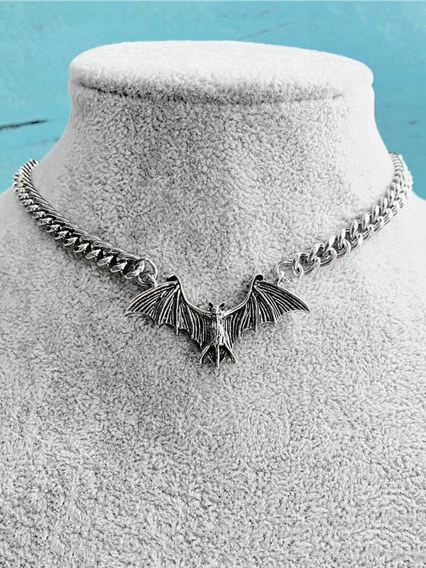 Vintage Bat Design Pendant Necklace, Y2k Gothic Style Creative Bat Pendant Necklace, Fashion Accessories for Men & Women, Perfect for Birthday Gift