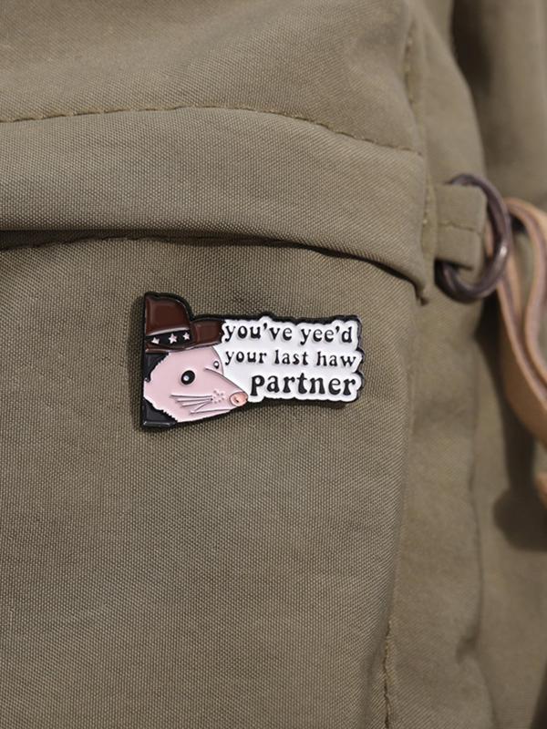 Fashionable All-match Cartoon Rat & Slogan Design Pin Brooch, Summer Fashion Alloy Badge for Daily Clothing Decor, Clothes Accessories for Men & Women