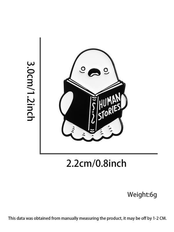 Ghost Reading Book Design Brooch, Cute Ghost Design Brooch Pin for Backpacks, Jeans, Hats Decor, Fashion Accessories for Men & Women As Halloween Gift