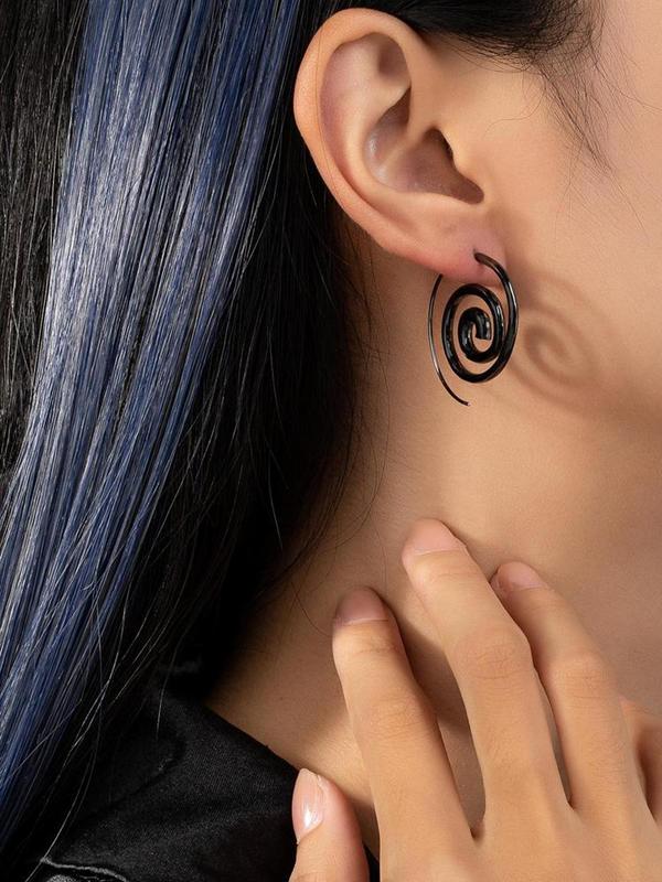 Women's Punk Style Spiral Shape Dangle Earrings, 1 Pair Trendy Exaggerated Dangle Earrings, Chic Street Trend Jewelry for Party Decor