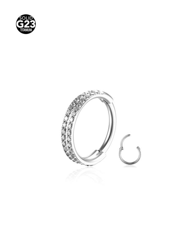 Rhinestone Decorated Titanium Steel Nose Ring, Elegant Exquisite Septum Hoop, Body Piercing Jewelry for Women & Men