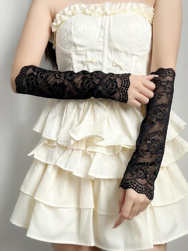 Women's Elegant Lace Arm Sleeves, Vintage Trendy Arm Sleeves, Fashionable Gloves for Women & Girls for Daily & Party Decoration