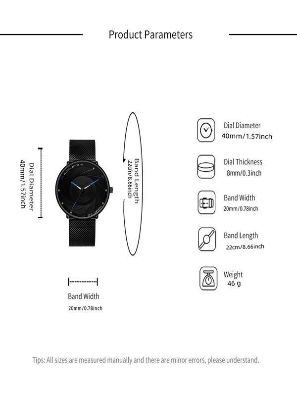 Men's Minimalist Ultra Thin Stainless Steel Mesh Belt Quartz Watch, Business Casual Analog Watch, Elegant All-match Fashion Accessories for Daily Wear, Without Box