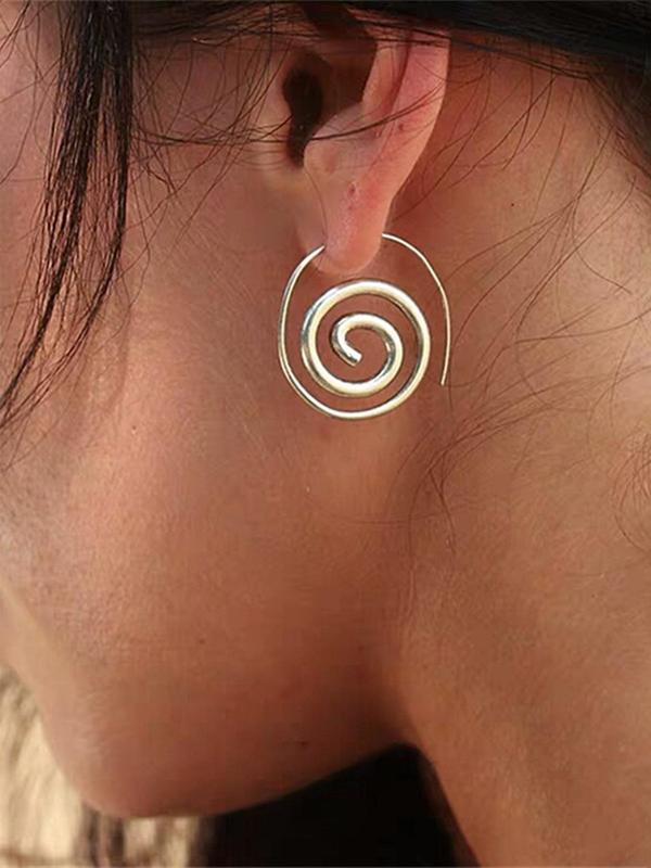 Women's Punk Style Spiral Shape Dangle Earrings, 1 Pair Trendy Exaggerated Dangle Earrings, Chic Street Trend Jewelry for Party Decor