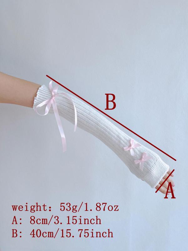 Women's 1 Pair Bow Decor Arm Sleeves, Cute Fashionable Gloves for Daily Wear, Casual Trendy Accessories for Women & Girls