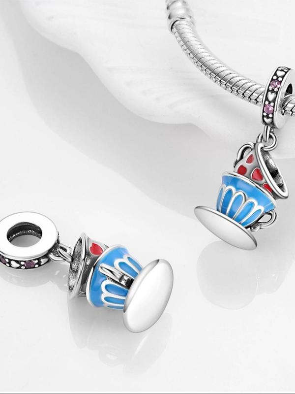 Fantasy Coffee Cup Design Dangle Charm, Cute Cup and Saucer Design Pendant for Women & Girls, Fashion Diy Jewelry for Making Bracelet & Necklace, Trendy All-match & Exquisite Jewelry for Birthday Gift