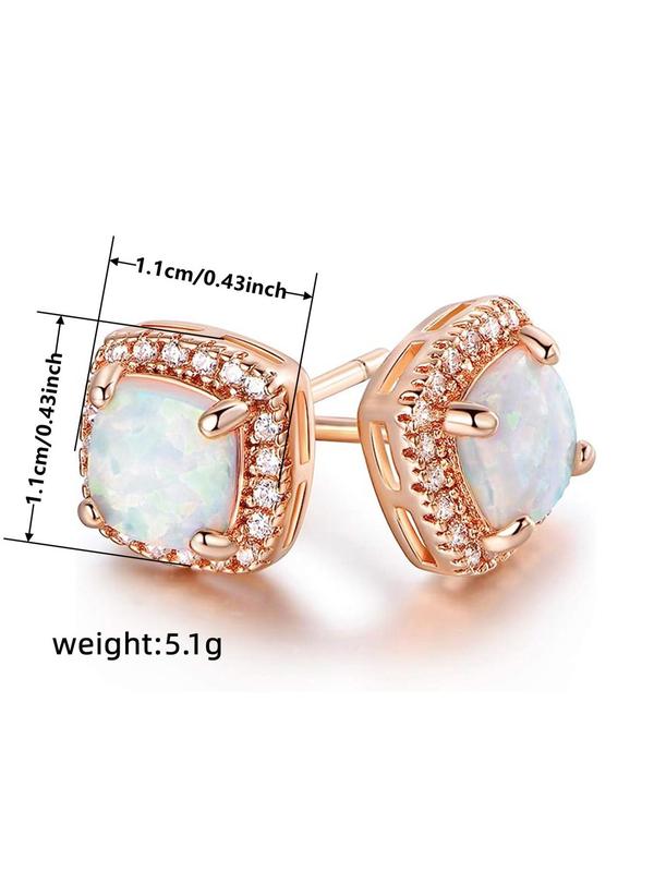 Elegant Artificial Zircon Decorated Stud Earrings, 2pcs set Cute Fashion Rhinestone Decor Stud Earrings for Women, Anniversary Birthday Jewelry Gift