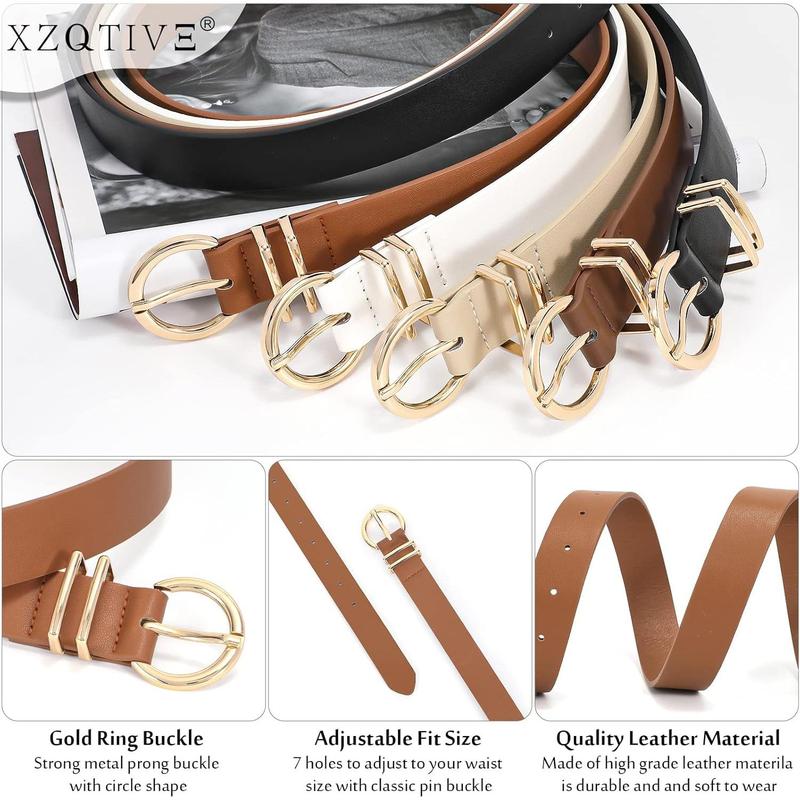 3 Pack Women Belts Ladies Leather Waist Belt For Jeans Dresses Pants  with Gold Buckle