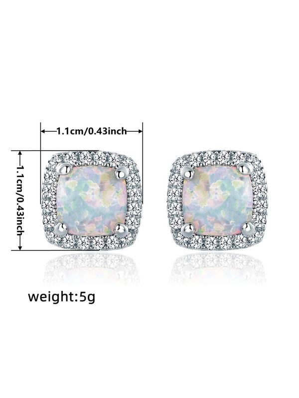 Elegant Artificial Zircon Decorated Stud Earrings, 2pcs set Cute Fashion Rhinestone Decor Stud Earrings for Women, Anniversary Birthday Jewelry Gift