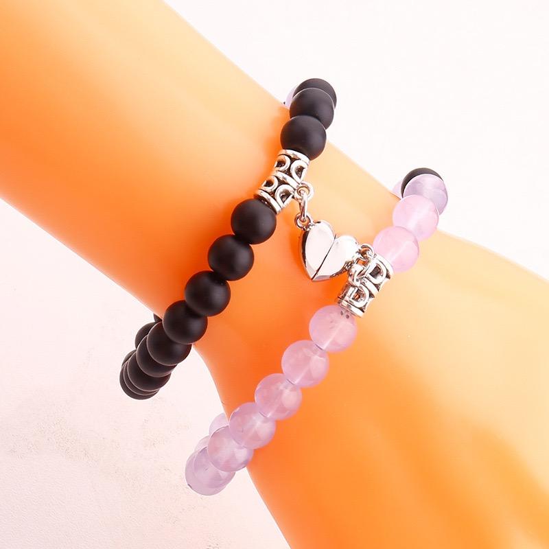 {Bracelet} Love heart magnetic couple bracelet, various colors couple magnetic bracelet