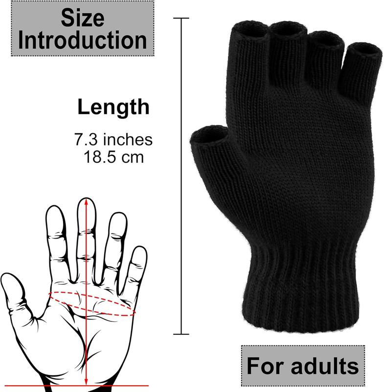 2 Pairs Thickened Cashmere Warm Half Finger Gloves Winter Knitted Fingerless Gloves for Men and Women