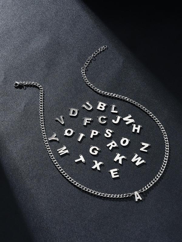 Fashion Alphabet Detail Pendant Necklace for Women & Men, Stainless Steel Jewelry for Party, Daily Decor, Trendy All-match & Exquisite Jewelry for Gift for Fall 2024