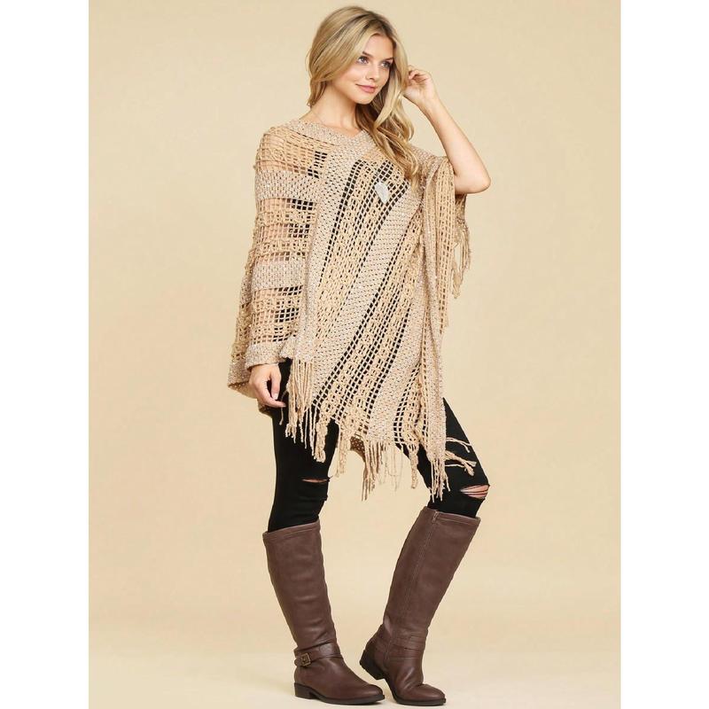 Style Lab Crochet Native Pattern Poncho