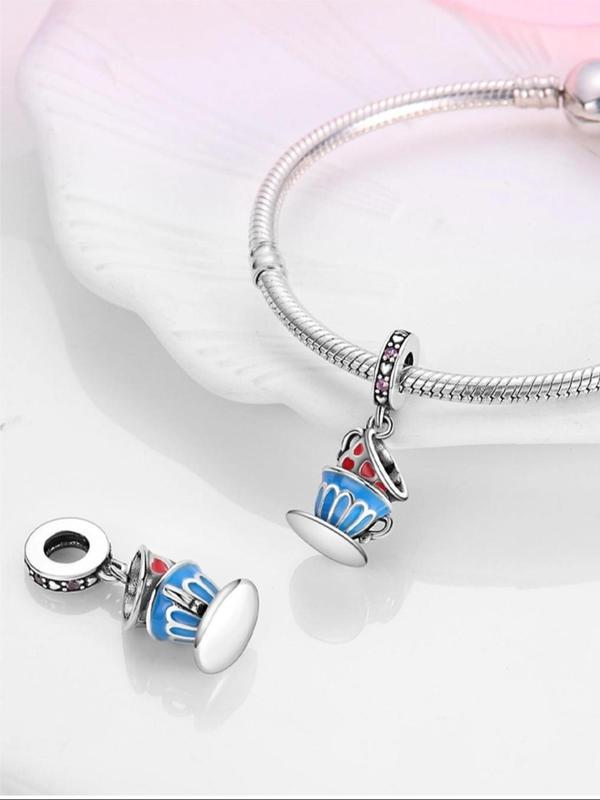 Fantasy Coffee Cup Design Dangle Charm, Cute Cup and Saucer Design Pendant for Women & Girls, Fashion Diy Jewelry for Making Bracelet & Necklace, Trendy All-match & Exquisite Jewelry for Birthday Gift