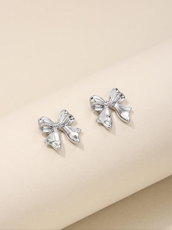 Cute Bow Decor Stud Earrings (1 Pair), Fashionable Jewelry for Women, Daily Clothing Decor, Trendy All-match & Exquisite Jewelry for Birthday Gift