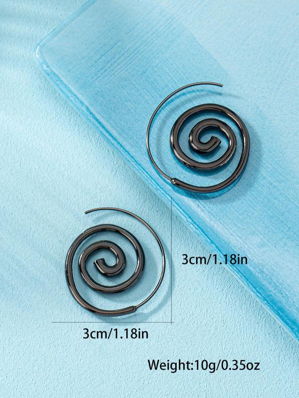 Women's Punk Style Spiral Shape Dangle Earrings, 1 Pair Trendy Exaggerated Dangle Earrings, Chic Street Trend Jewelry for Party Decor