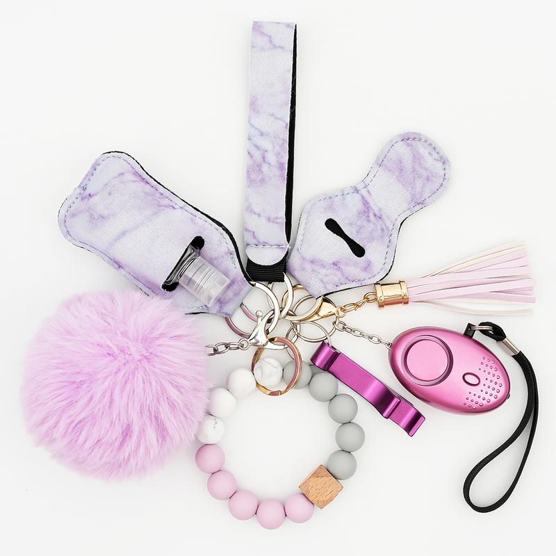 [Black Friday Sale] 2024 Keychain Set for Women with Personal Safety Alarm, Opener & Pompom - Safety Keychain Accessories 9 Pcs Perfect for Valentine's Day, Mother's Day, Christmas Day or Bestie Gifts.