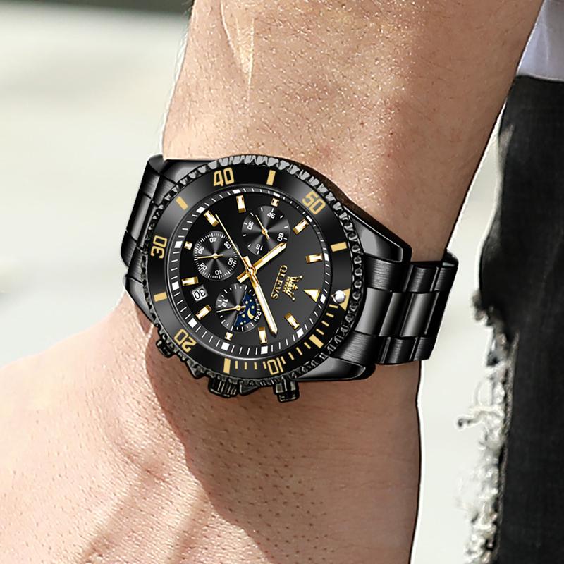 OLEVS Watches for Men with Date Luxury Big Face Waterproof Mens Wristwatch Analog Dress Stainless Steel Man Watch Luminous Relojes De Hombre Calendar