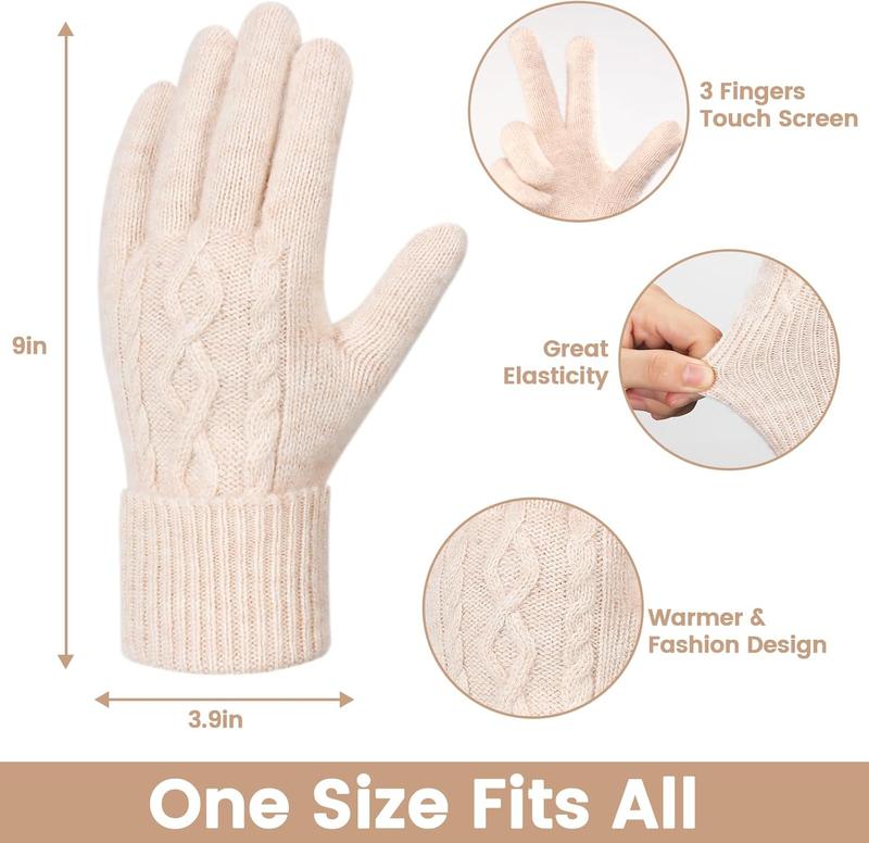 Winter Gloves Women - Warm Fleece Lined Winter Gloves with Touchscreen Fingers, Gloves for Women Cold Weather