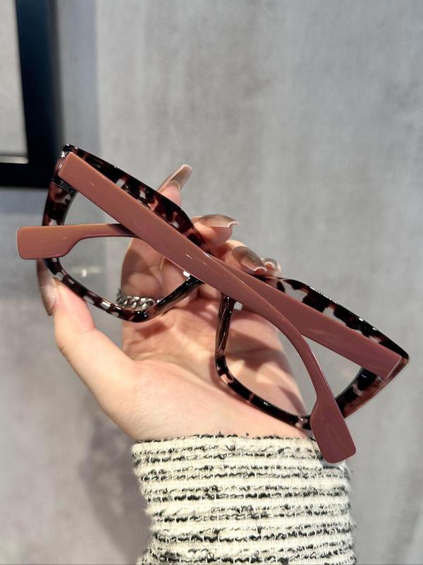 Unisex Simple Style Plain Color Square Frame Eyeglasses, Trendy Casual Leopard Pattern Eyeglasses for Everyday Use, Fashion Accessories for Outdoor Activities