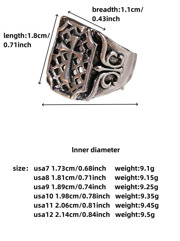 Vintage Style Cross Design Hollow out Ring,  Men's Fashion Matching Jewelry for Party, Daily Clothing Decor