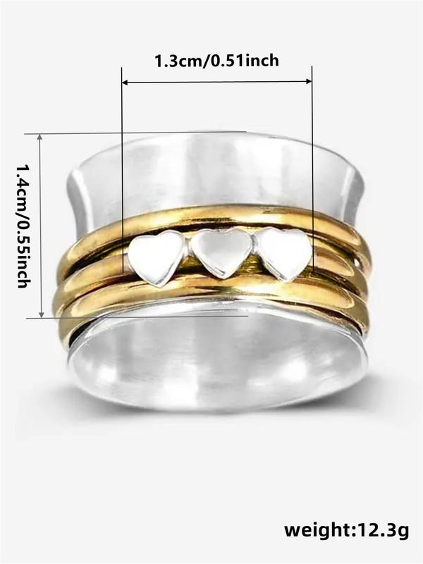 Fashion Heart Design Wide Ring,  Fashion Vintage Jewelry for Party, Daily Clothing Decor, Trendy All-match & Exquisite Promise Ring for Her