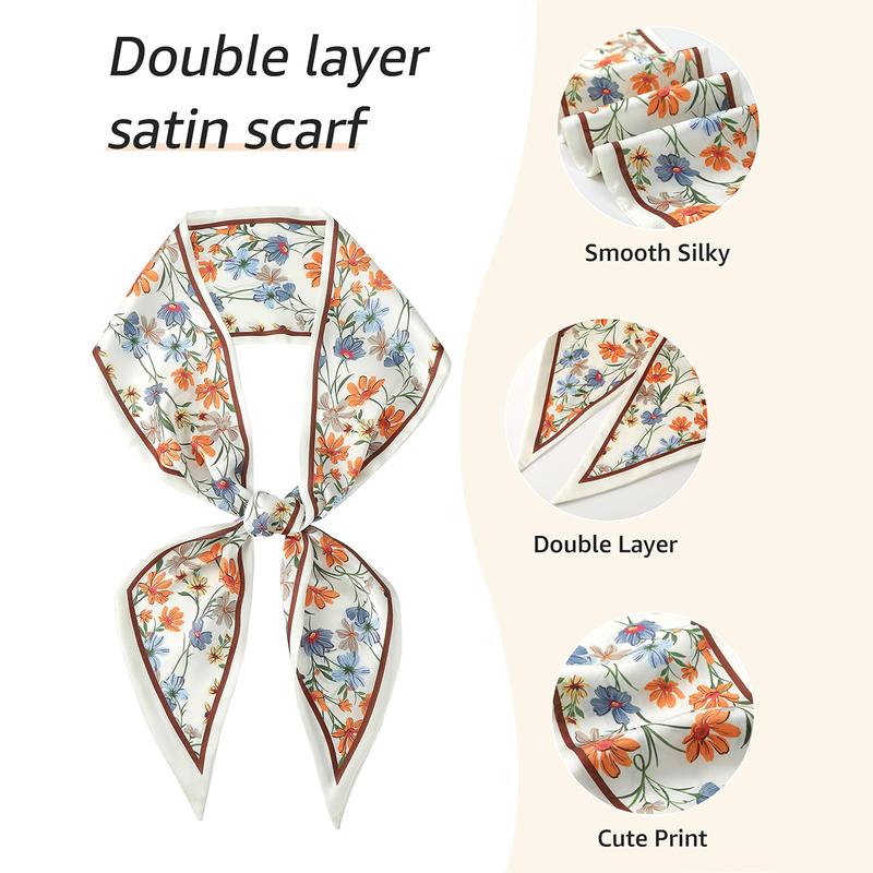 AWAYTR Long Silk Feel Scarf for Women Hair Scarf Polyester Neck Scarf Tie Bandana Headband Head Scarf Handbags Decoration