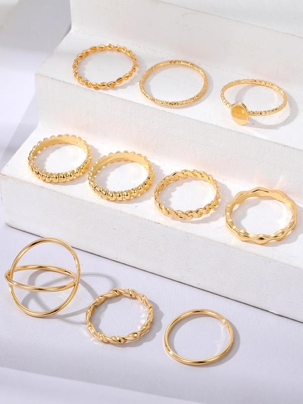 Women's 10pcs Plain Casual Alloy Ring