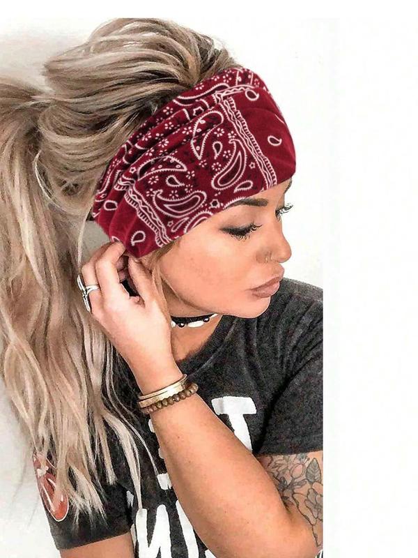 Women Boho Paisley Print Hair Band for Hairstyle, Bohemian Knot Design Headband for Sports Exercise Workout, Pickleball Tennis Hair Band, Women Sports & Outdoor Clothes Accessories, Fall Outfits, Fallfreshness Clothes