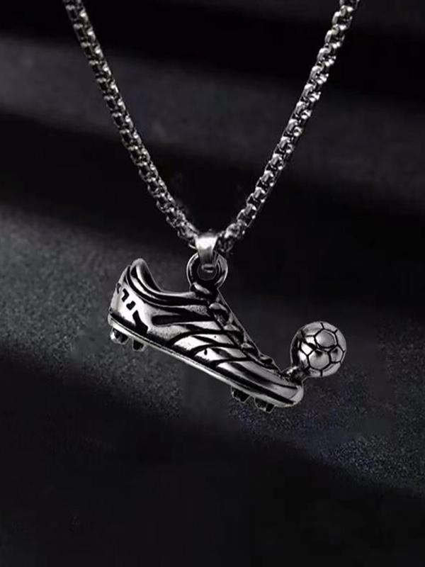 Men's Football Shoe Charm Pendant Necklace, Fashionable Street Style Jewelry For Party, Daily Clothing Decor For Boy