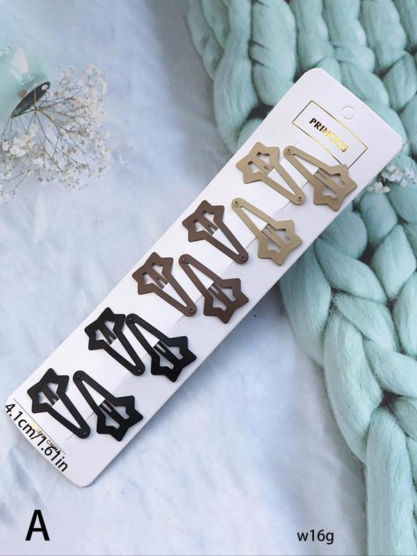 Simple Plain Color Hair Clips (10pcs), Casual Versatile Hair Accessories for Women, Minimalist Hairwear for Daily Used