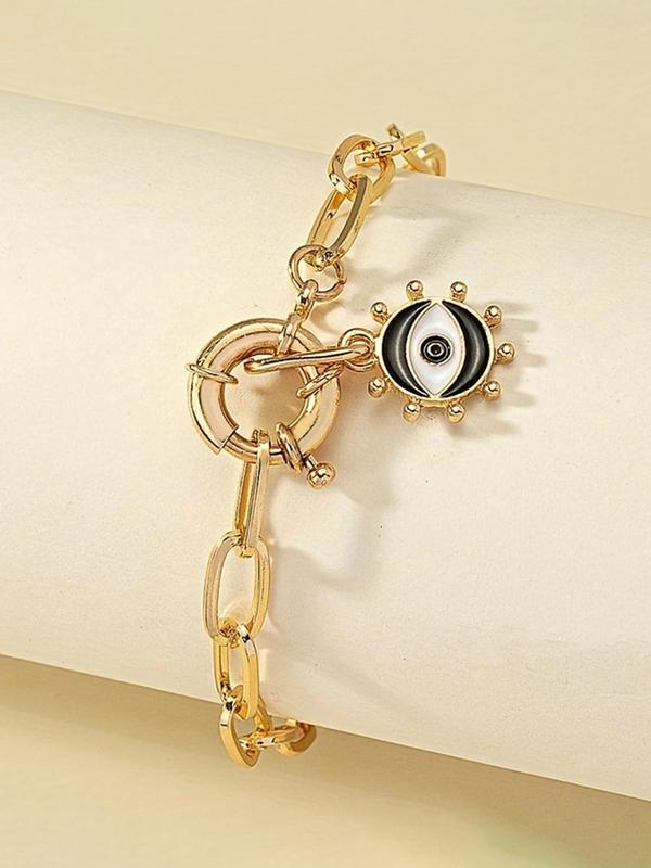 Unisex Fashion Eye Design Charm Link Bracelet, Summer Punk Style Trendy All-match Accessories for Party, Daily Clothing Decoration