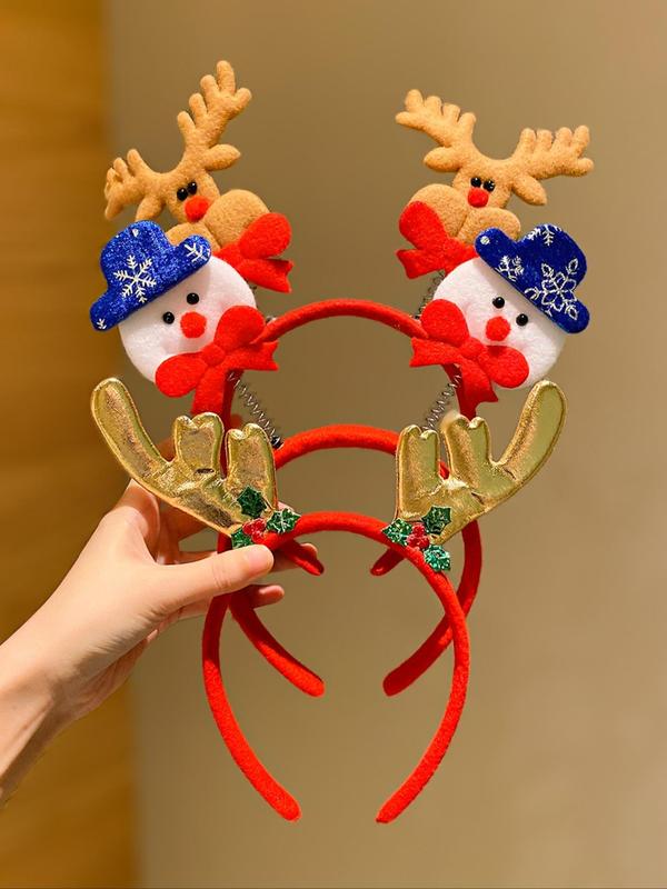 Cute Christmas Themed Hair Hoop, Reindeer & Snowman & Santa Claus Design Hair Accessories for Women & Girls, Fashion Hair Accessories for Party, Daily Clothing Decor