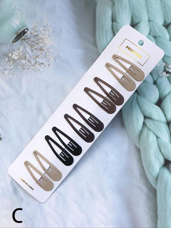 Simple Plain Color Hair Clips (10pcs), Casual Versatile Hair Accessories for Women, Minimalist Hairwear for Daily Used