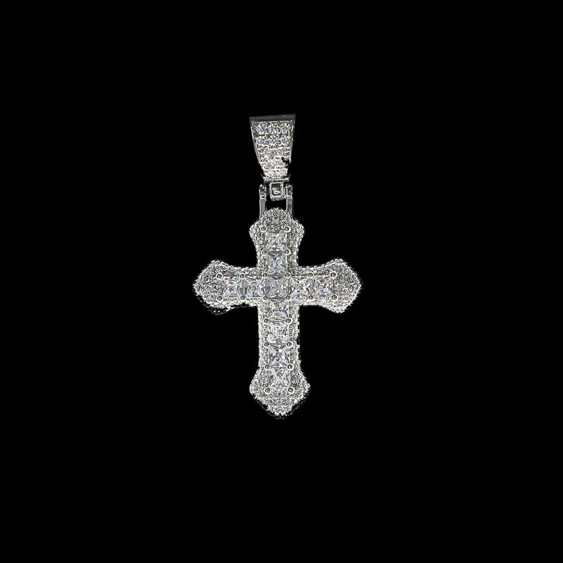 2pcs set Street Style Multi-color cross Necklace for Super Bowl Decor for Spring & PendantNecklace for Men & Women As Gift, 2024New Trendy lced out Necklace, LuxuryJewelry, Daily Clothing Decor,   lced out Jewelry for Party Decor necklace  merch