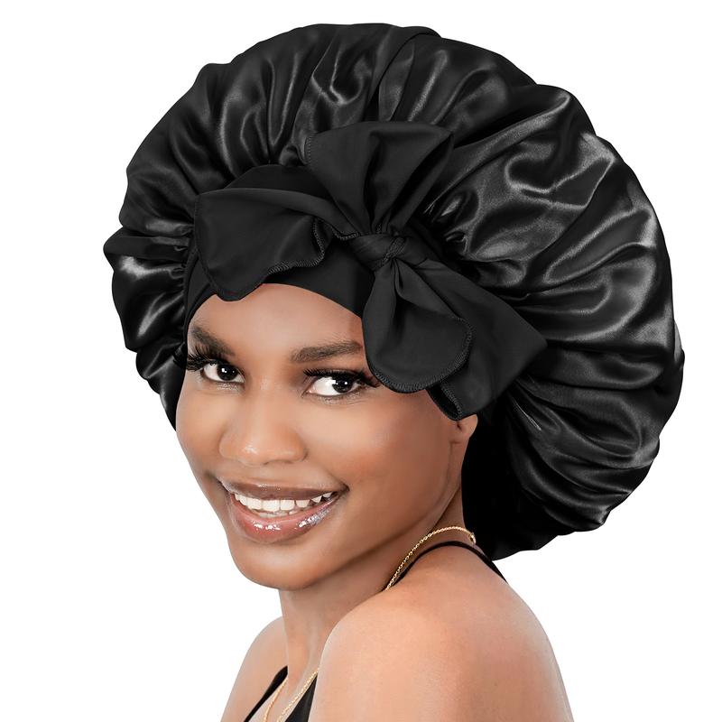 BONNET QUEEN Silky Bonnet for Sleeping Women Satin Bonnet Hair Large night sleep cap scarf wrap for curly hair with tie band