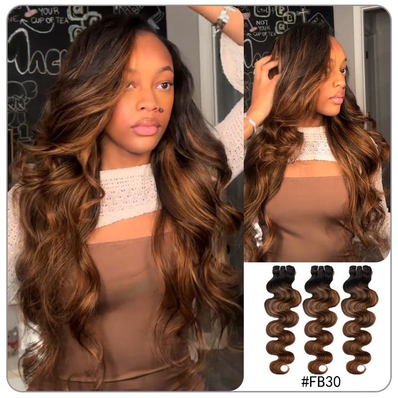 [Wequeen] #P4 27 Highlight Hair Bundles Brazilian Colored 100% Human Hair #FB30 Body Wave Straight Quick Weave Sew in Glue in Budget Friendly 10A