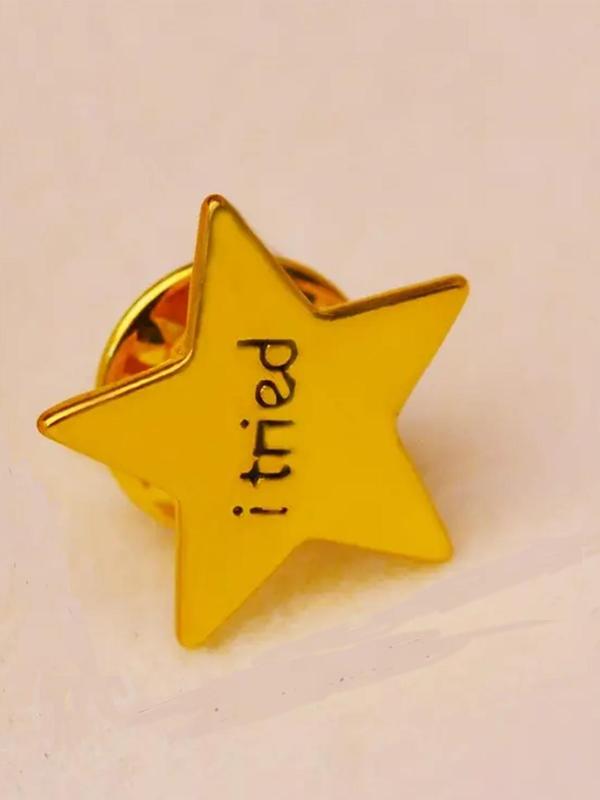 Star Shaped Letter Pattern Brooch, Fashion Alloy Badge for Women & Men, Fashion Brooch for Daily Clothing Decor, Trendy All-match & Exquisite Brooch for Birthday Gift