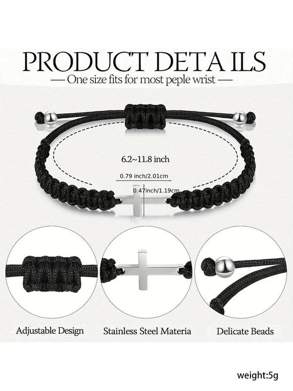 2024 Summer Versatile Woven Cross & Drawstring Design Bracelet, Fall Fashionable Adjustable Bracelet for Men & Women, Trendy Exquisite Jewelry for Party for Gift