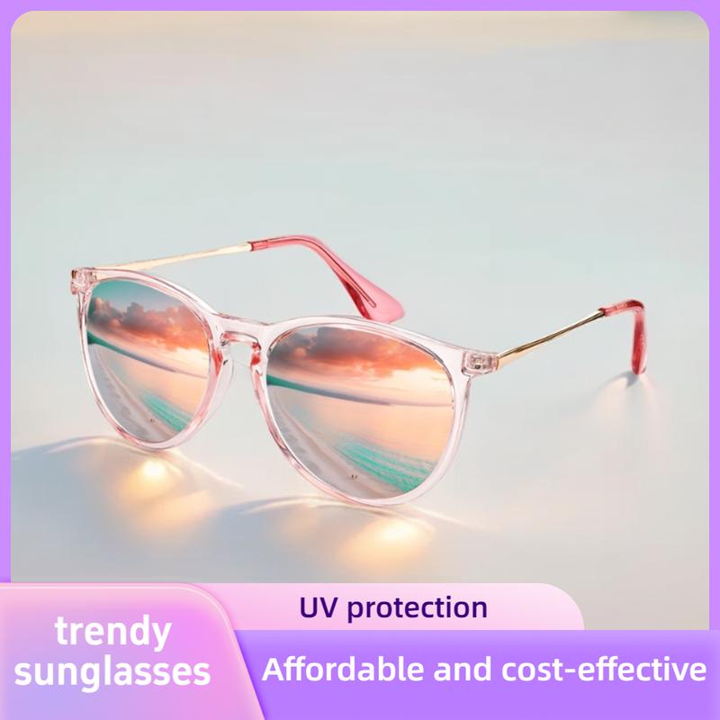 FEICE 2 Pairs Polarized Sunglasses for Women, Stylish Large Frame Glasses with Retro Mirrored Pink Polarised Lens Oval Pink Full Rim UV Protection