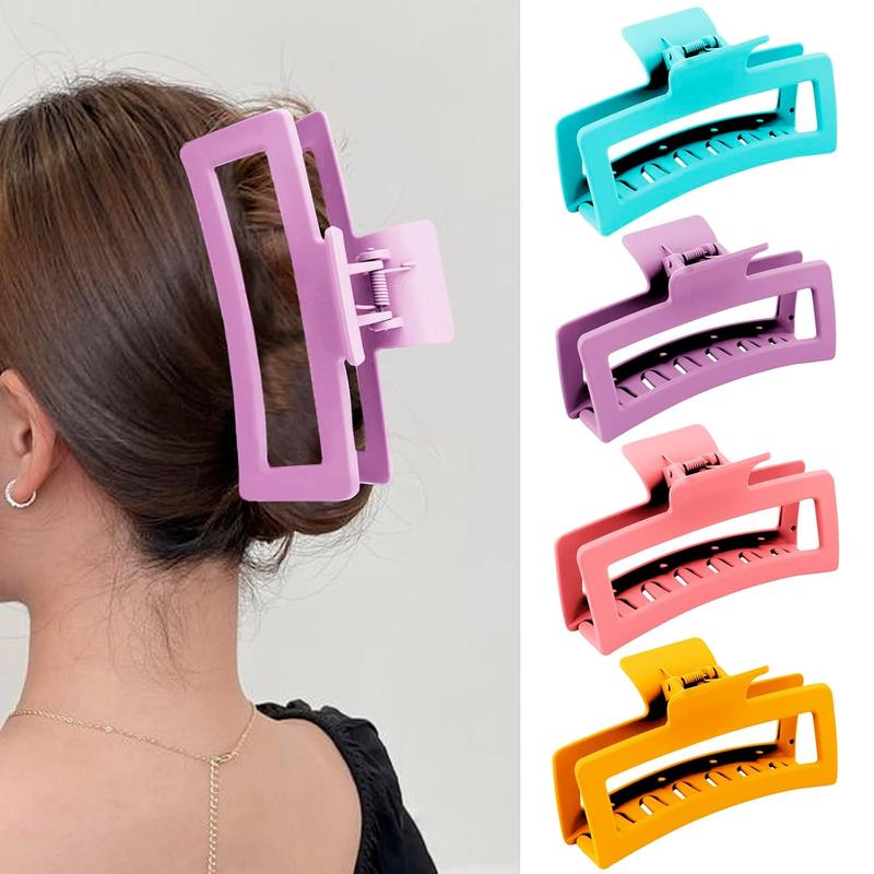 5 Inche  Large Claw Clips for Thick Hair and Long Hair, 4 Pack Xl  Claw clips,  Matte Non-slip Rectangle Hair Clips for Women, Big Strong Hold Jaw Clip