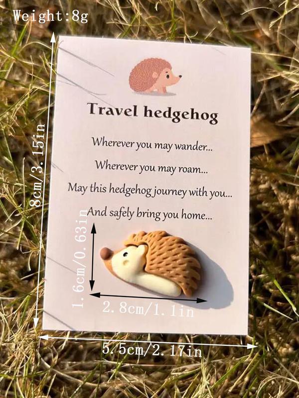 Cute Hedgehog Design Pocket Hug Charm, Mini Resin Animal Themed Charm, Inspirational Gift, Stress-relieving Gift, Birthday Gift with Card for Friends & Family