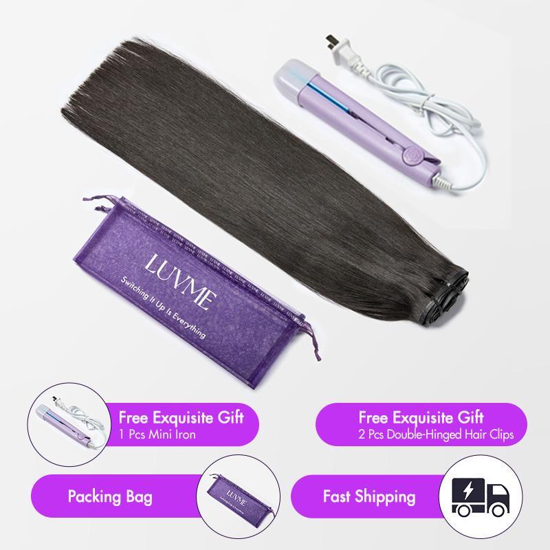 LUVME clip in hair extensions for girls Fullness with 1 Pack 135g and super flat for kinky curly  straight body wave  yaki straight kinky straight 100% virgin human hair