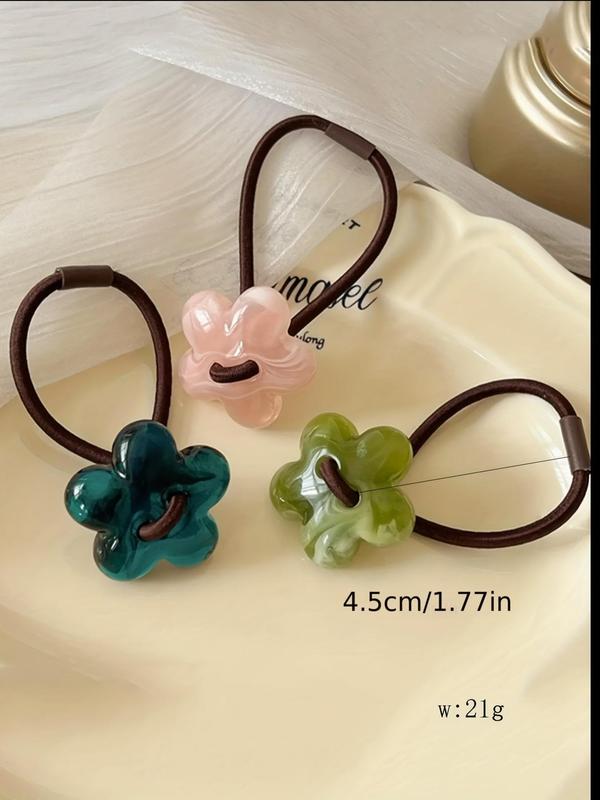 3pcs Elegant Flower Design Hair Tie, Simple Ponytail Holder, Casual Versatile Hair Accessories for Women