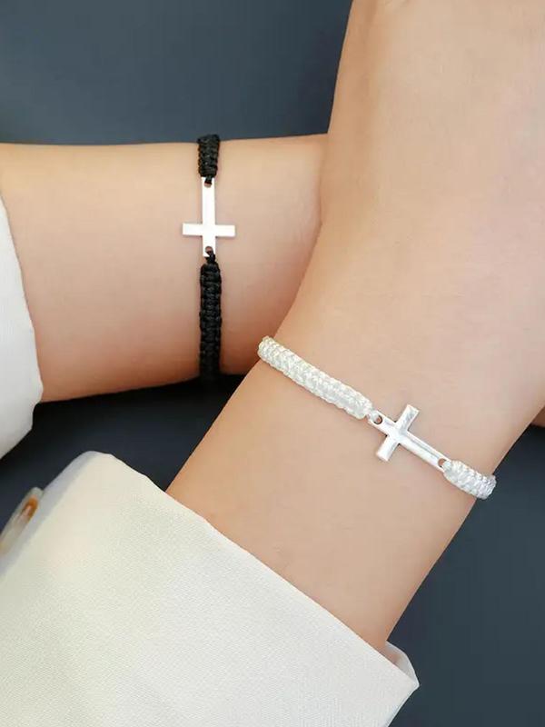 2024 Summer Versatile Woven Cross & Drawstring Design Bracelet, Fall Fashionable Adjustable Bracelet for Men & Women, Trendy Exquisite Jewelry for Party for Gift