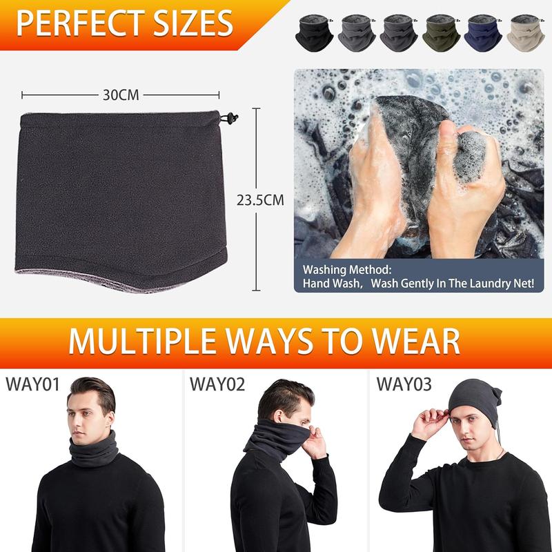 Large Size  Warmer Gaiter Adjustable Soft Warm Winter Windproof Thick Fleece Lined  Cover Mask