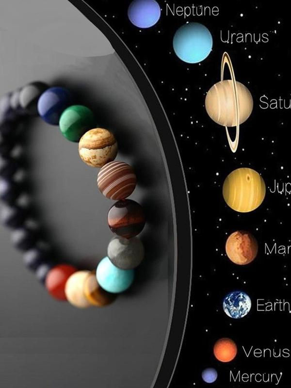 Creative Beaded Bracelet, Universe Galaxy Themed Beaded Bracelet, Fashion Accessories for Both Men & Women for Party, Daily Clothing Decor, Trendy All-match & Exquisite Jewelry for Birthday Gift