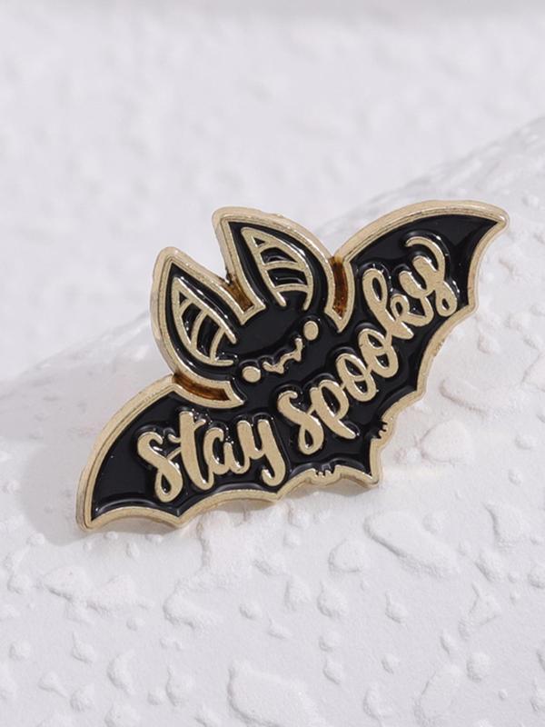 Lovely Letter & Bat Design Pin Brooch, Cute Fashion Alloy Badge for Daily Vacation Holiday Party Gift, Casual Festival Party Fashion Accessories