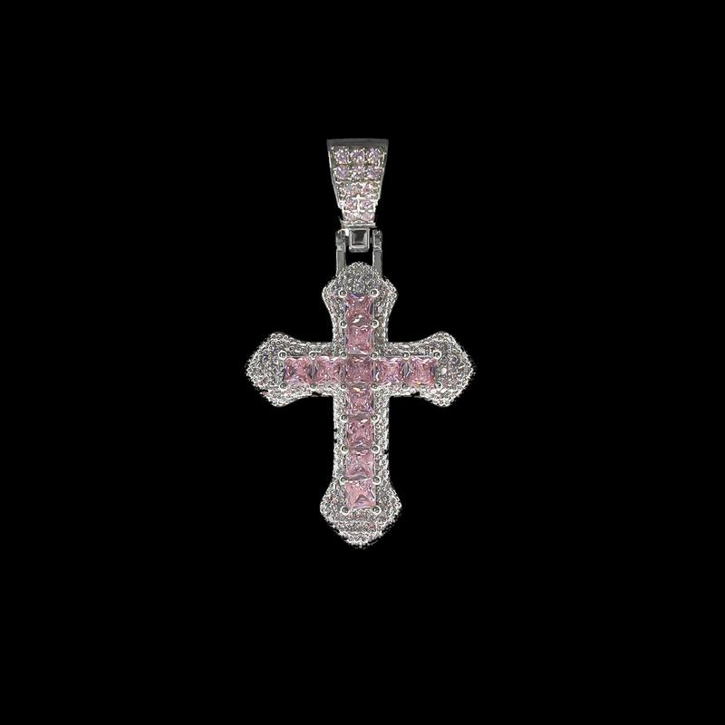 2pcs set Street Style Multi-color cross Necklace for Super Bowl Decor for Spring & PendantNecklace for Men & Women As Gift, 2024New Trendy lced out Necklace, LuxuryJewelry, Daily Clothing Decor,   lced out Jewelry for Party Decor necklace  merch