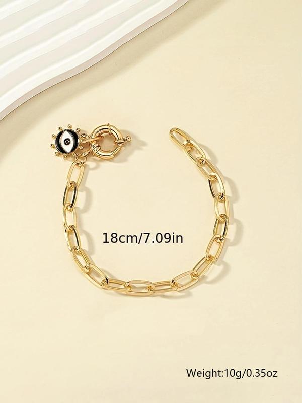 Unisex Fashion Eye Design Charm Link Bracelet, Summer Punk Style Trendy All-match Accessories for Party, Daily Clothing Decoration